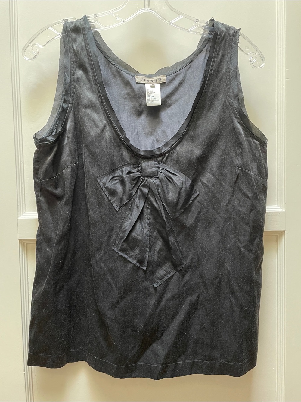 Jigsaw Black Sleeveless silk Bow-Front Camisole